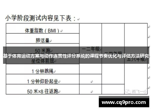 基于体育运动方案与动作连贯性评分系统的课程节奏优化与评估方法研究
